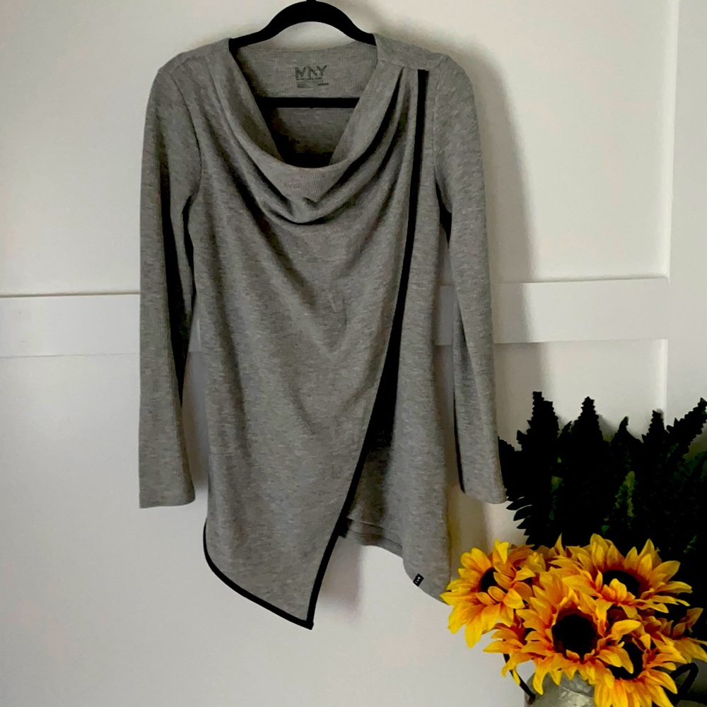 Asymmetric long sleeve casual ribbed knit top